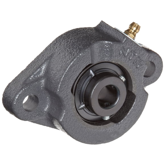 NTN CM-UCFL208D1 Light Duty Flange Bearing, 2 Bolts, Setscrew Lock, Regreasable, Contact and Flinger Seals, Cast Iron, 40mm Bore, 5-43/64" Bolt Hole Spacing Width, 3-15/16" Height