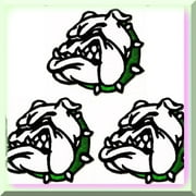 Pawfect Patches: Bulldog Pitbull Trio - Adorable Embroidered Iron-Ons with Green Collar Sticker. Ideal for DIY Sewing, Clothing Appliques, and Project Accessories.