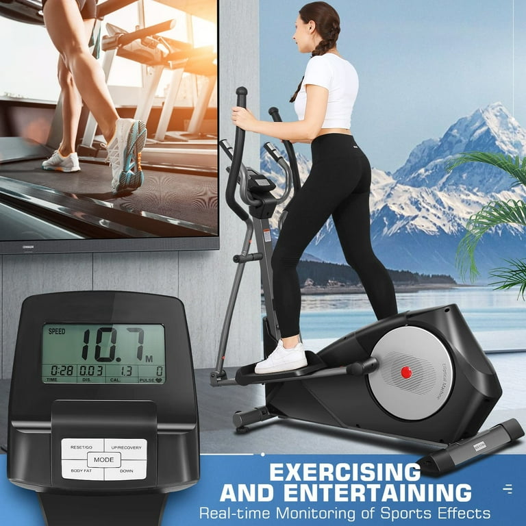 Compact Folding Heavy Duty Elliptical Machine with 22 Resistance Levels LCD Display for Home Gym Walmart