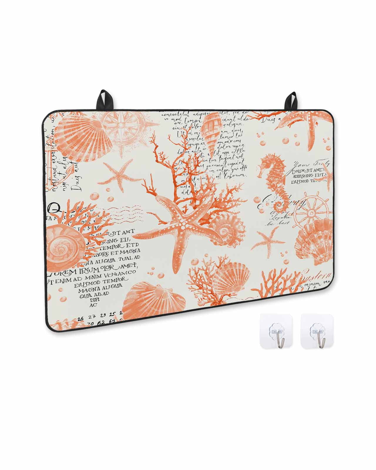 nqOlkjepod Large Induction Cooktop Protector Mat 36"x21", Orange Starfish Stove Top Covers for Electric Stove, Rustic Ocean Coastal Shells Conch Coral Stove Burner Cover Mats, Glass Top Stove Cover