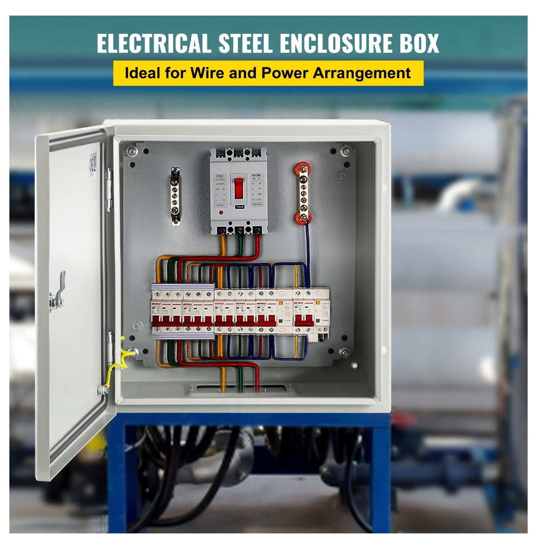 NEMA 4X Steel Enclosure 20x20x6", IP66 Waterproof Electrical Box, Outdoor Indoor Junction Box, Mounting Plate, Steel Electrical Enclosure