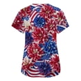 thumbnail image 6 of JoveMarine Women's V-Neck Short Sleeve Scrub Top with Pockets Independence Day Printed Work Blouse Spring Summer Casual Uniform for Daily Work Blue 2XL, 6 of 6
