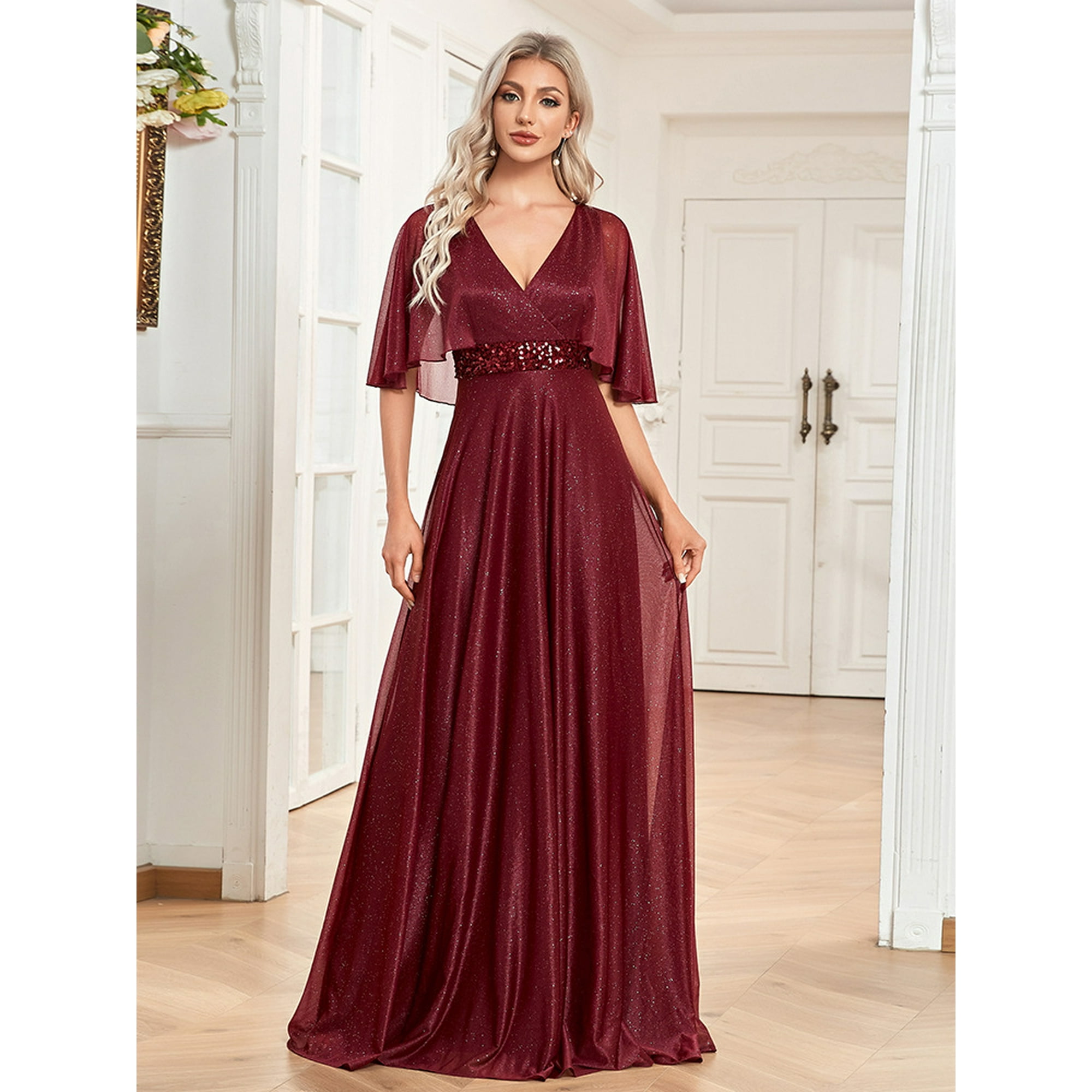 Yosicl Women s Long Skirt V Neck A Line Slim Fishtail Wedding Dress