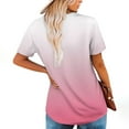 thumbnail image 4 of GaThRRgYP Women's Summer Short Sleeve Tops for Vacation,Women's Fashion Printed Fake Two Piece Short Sleeve Round-Neck Blouses Pink M, 4 of 7