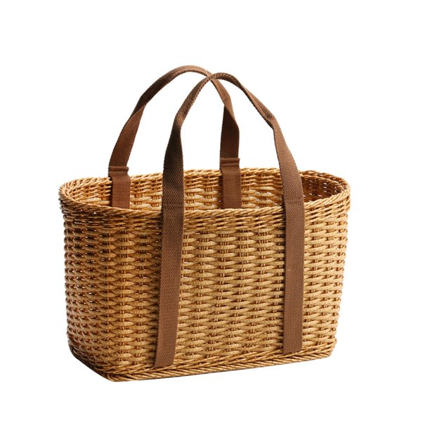 Cesta tejida a mano, decorativa, ligera, versátil, cesta de la compra sencilla, cesta de flores para acampar, compras, jardinería en interiores y exte Medio