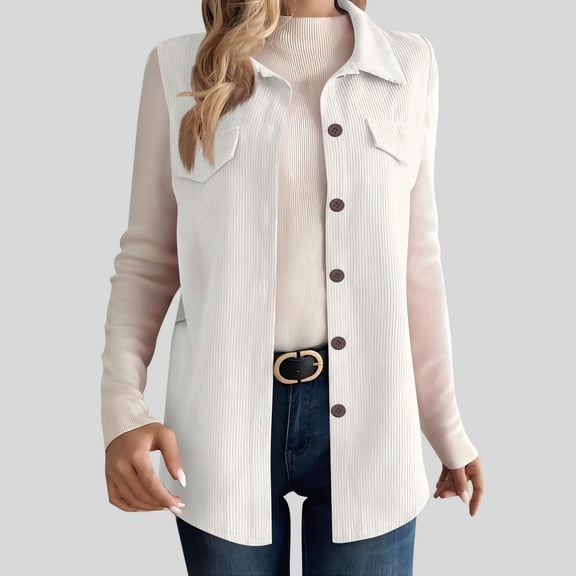 Women's Button Front Sleeveless Corduroy Vest Jacket With Pocket