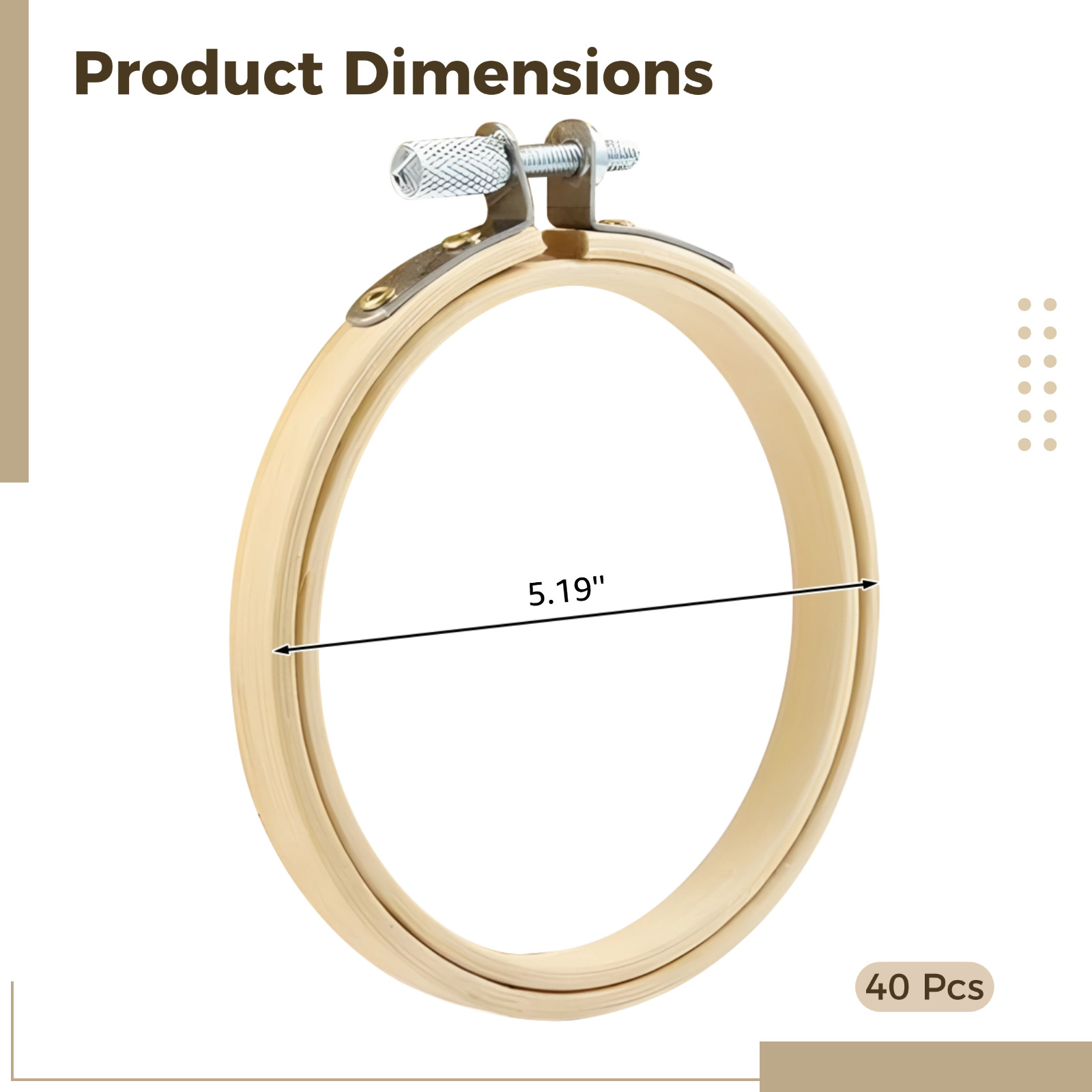 40 Pcs 6 in/15 cm Embroidery Hoops, Adjustable DIY Tool Set, Bulk Craft Hoops for Creative Projects, Ideal for Wall Decor and Wedding Decor