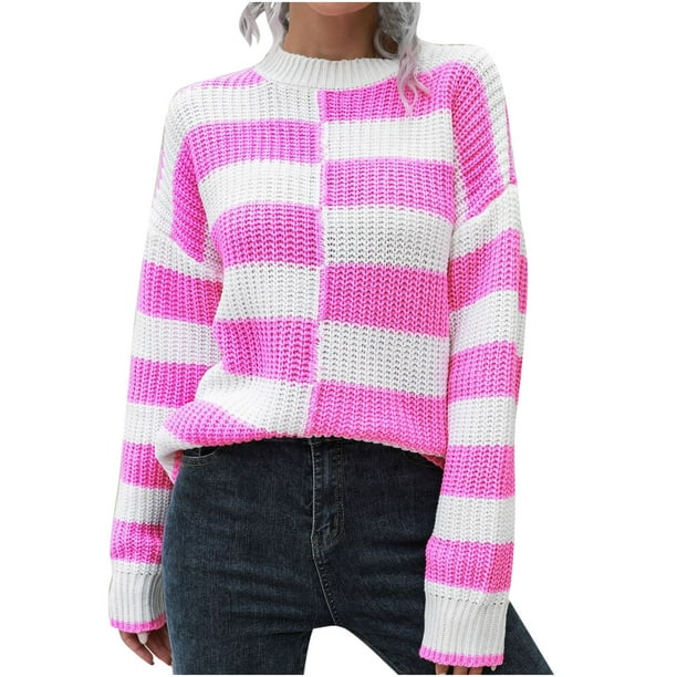 Suéter Blusa Ligero Color Fiusha Manga Acampanada Mujer Casual