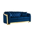 thumbnail image 4 of Velvet Chesterfield Sofa, 3-seat Couch with Gold Legs, Luxury Sofa Couch with Padded Cushion and Lumbar Pillow, 84 Inch Sofa or Living Room, Bedroom, Apartment and Small Space, Navy Blue, 4 of 9