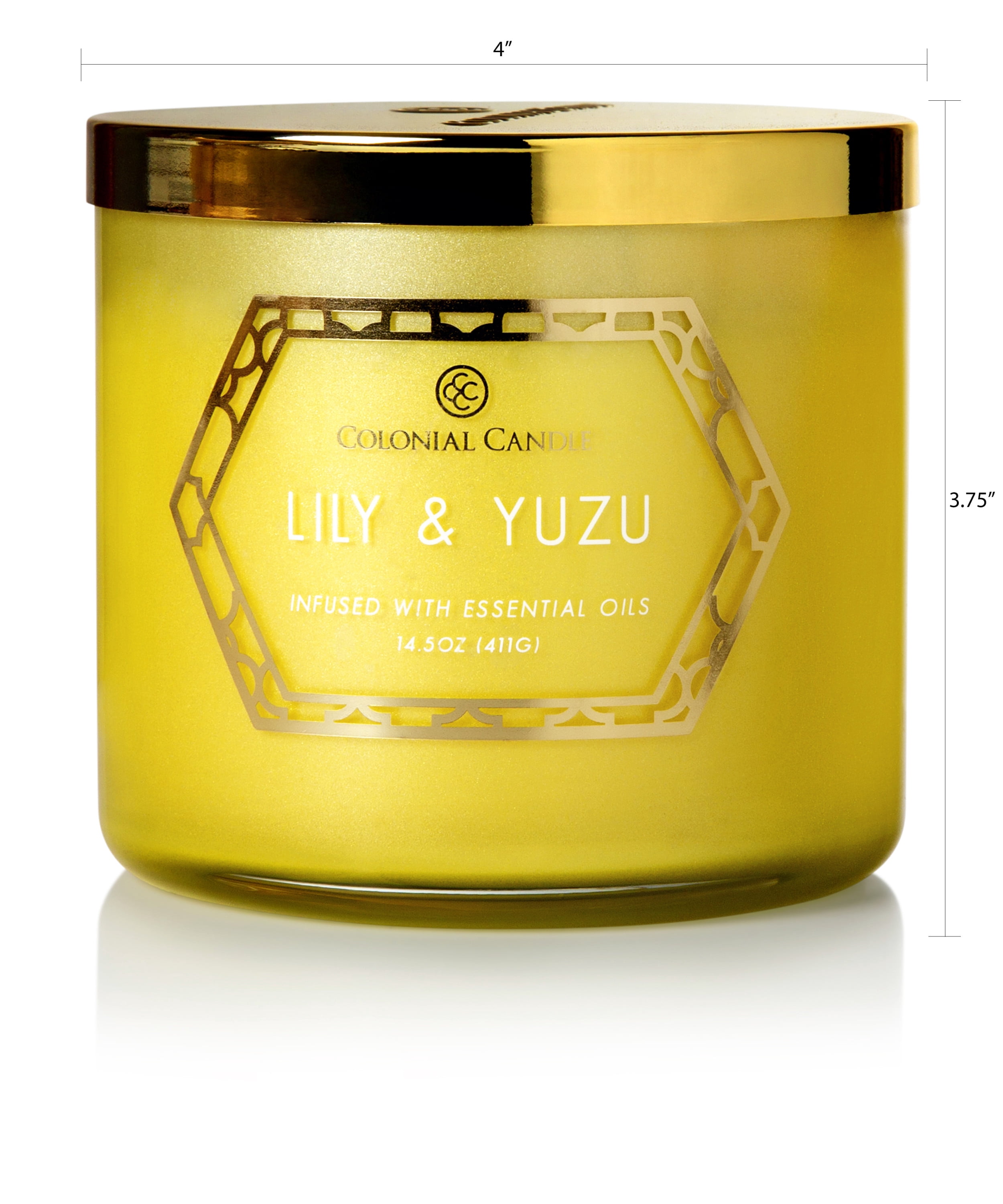 Colonial Candle Lily & Yuzu 14.5oz 3 Wick Candle, Green