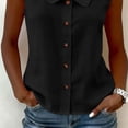thumbnail image 6 of LNWUY Women's Wrinkle Free Sleeveless Button Down Shirts Blouses Solid Color Business Casual Loose Tank Tops for Work Black M, 6 of 7