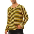 thumbnail image 4 of Camiseta de rayas INSPIRE CHIC para hombres, cuello redondo, de manga larga, básica S Amarillo Negro, 4 of 6