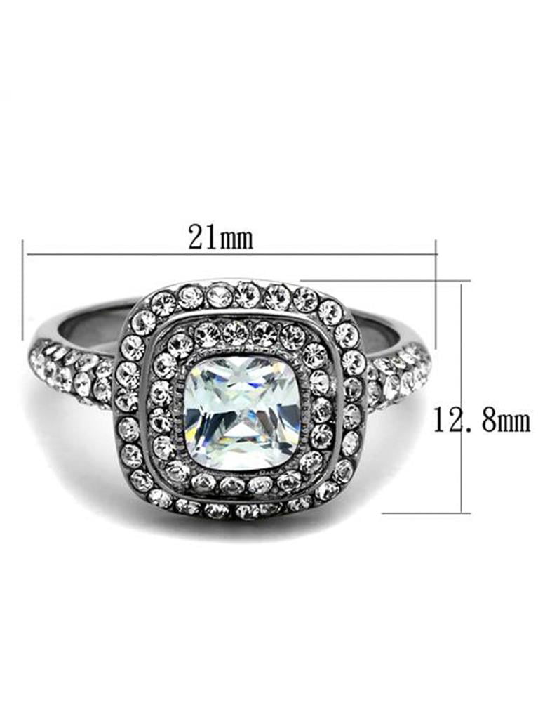 2.55Ct Halo Cushion Cut Zirconia Stainless Steel Engagement Ring Women's Sz 5-10 