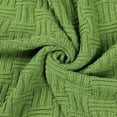 thumbnail image 5 of PiccoCasa 100% Cotton Cross Cable Knit Throw Blanket For Sofa Couch Bed Home Bedding, Green 60"x 78", 5 of 8