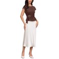 thumbnail image 2 of INSPIRE CHIC Work Tank Top for Women Cap Sleeve Crew Neck Business Casual Shirts with Belt XL Dark Brown, 2 of 6