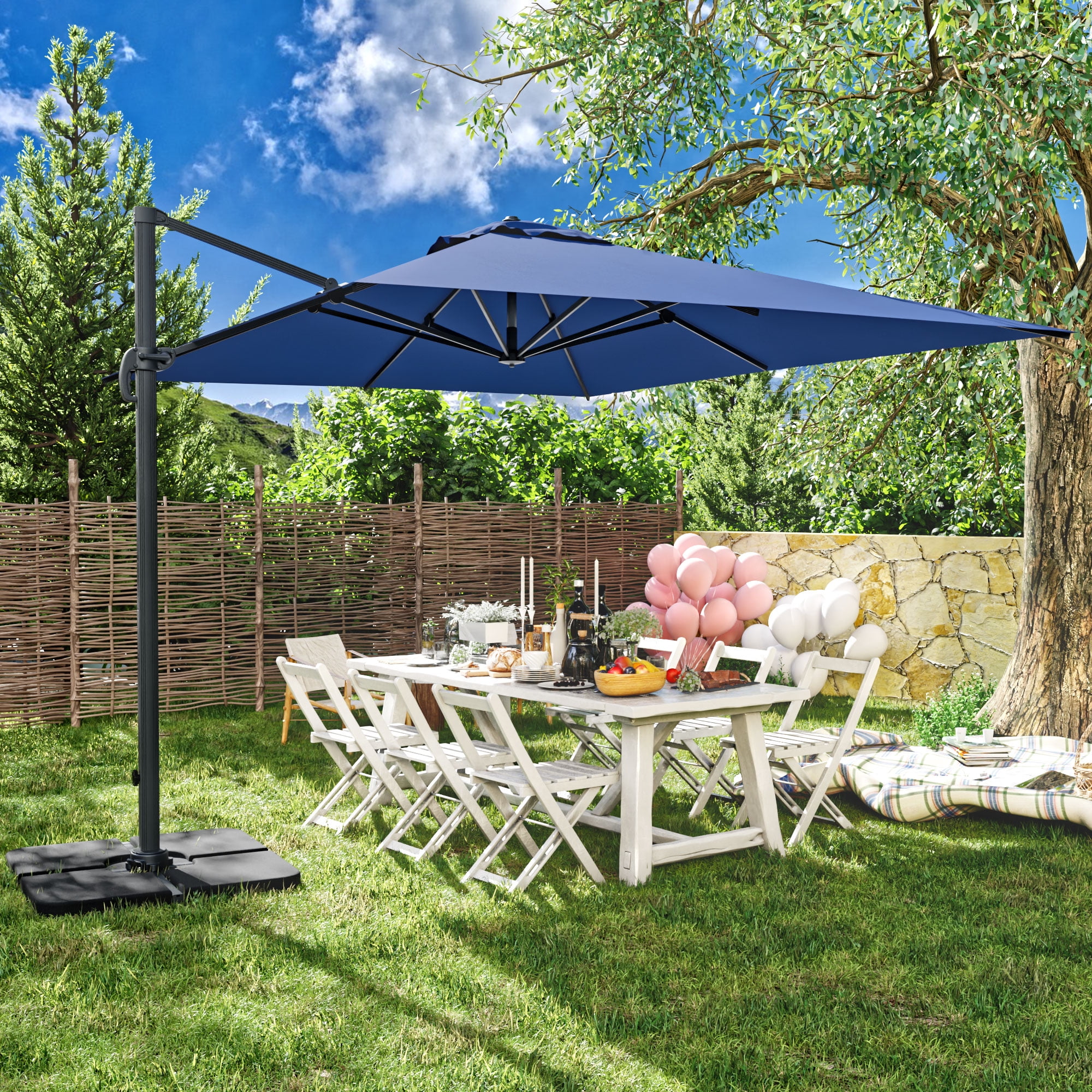 Meetleisure 10 X 13FT Outdoor Patio Umbrella Market Umbrella with Push Button Tilt and Crank, 8 Aluminum Sturdy Ribs for Garden, Lawn, Pool, No Base
