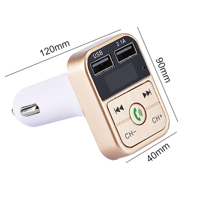 Adaptador De Transmisor Fm Para Automóvil Cargador de coche de llamada 12V-24V Adaptador de coche de radio M con pantalla digital Oro Sywqhk Accesorios para autos y motos