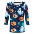 thumbnail image 3 of Halloween Women's Shirts 3/4 Length Sleeve Blouses Pullover Colorful Witch Ghost Pumpkin Printed T Shirt Crewneck Tunic Tops Casual Halloween Costumes, 3 of 5
