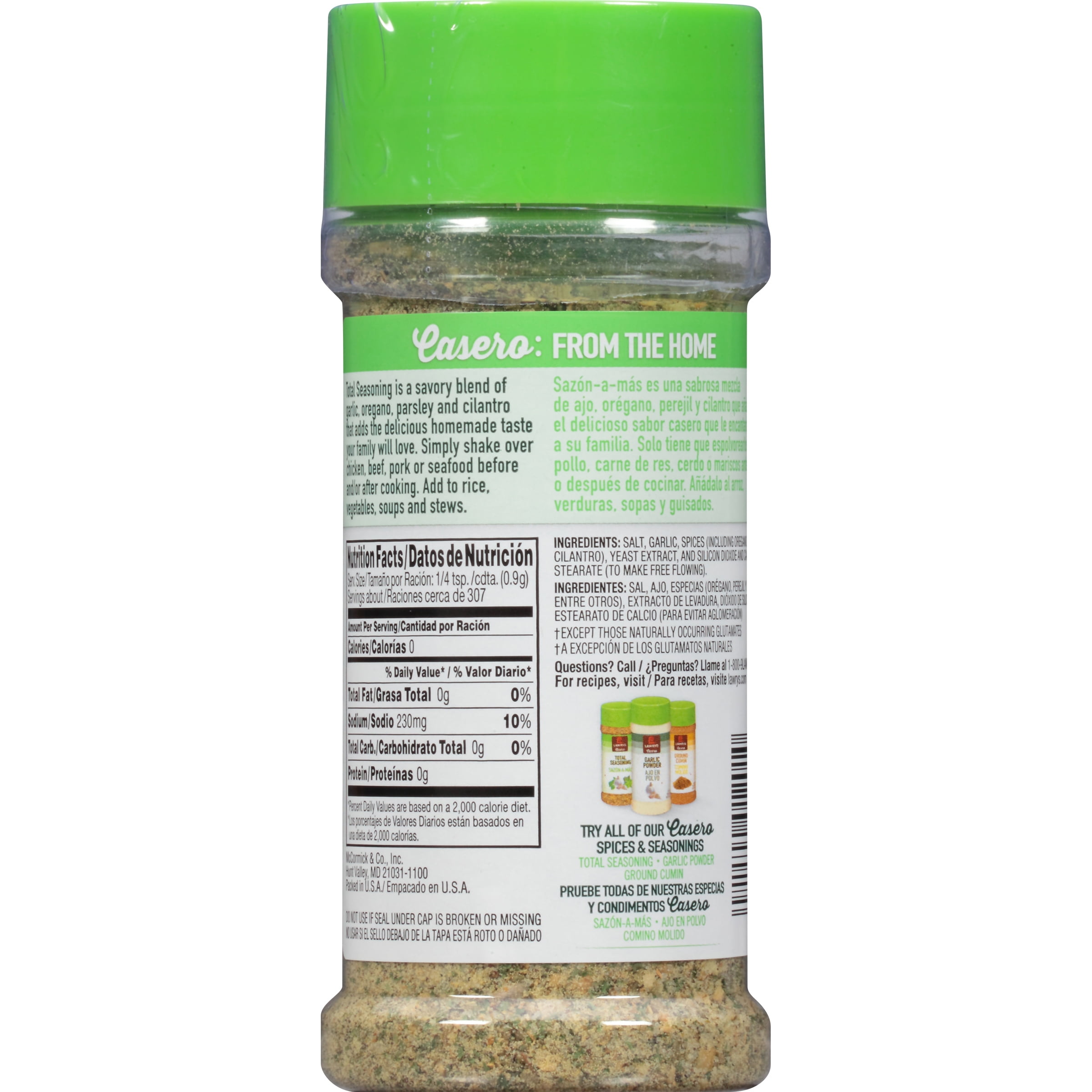 Lawry's Casero Total Seasoning, 9.75 oz