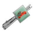 thumbnail image 1 of Old Timey Christmas Red Truck and Tree Square Tie Bar Clip Clasp Tack- Silver or Gold, 1 of 5