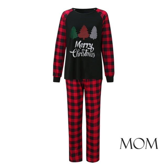 LSLJS Pyjamas de Noël Assortis pour la Famille, Pyjamas de Noël Mode pour Femmes Assortis Pjs pour la Famille Haut à Carreaux Rouges et Pantalon Long Ensembles de Vêtements de Nuit pour Adultes et Enfants Ensemble de Vêtements de Nuit des Fêtes de Noël