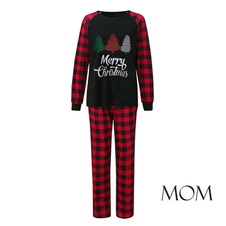 

women Christmas pajamas for family matching outfits son daughter sets soft Black Fashion Christmas Women Matching Pajamas Pjs For Family Red Plaid Top And Long Pants S