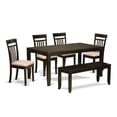 thumbnail image 2 of East West Furniture LYCA6-CAP-C 6 Piece Kitchen Table With Bench-Kitchen Tables With Leaf and 4 Kitchen Dining Chairs Plus Bench, 2 of 5