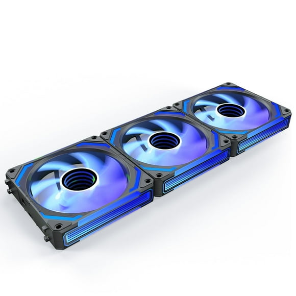AsiaHorse COSMIQ-RE-Black 120mm Case Fan, Infinity Mirror FDB Reverse Fan with 5V 3-PIN Connector and Small Controller, Daisy Chain PWM PC RGB Fans for Ca
