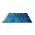 thumbnail image 2 of Ahgly Company Machine Washable Indoor Round Oriental Turquoise Blue Industrial Area Rugs, 5' Round, 2 of 4