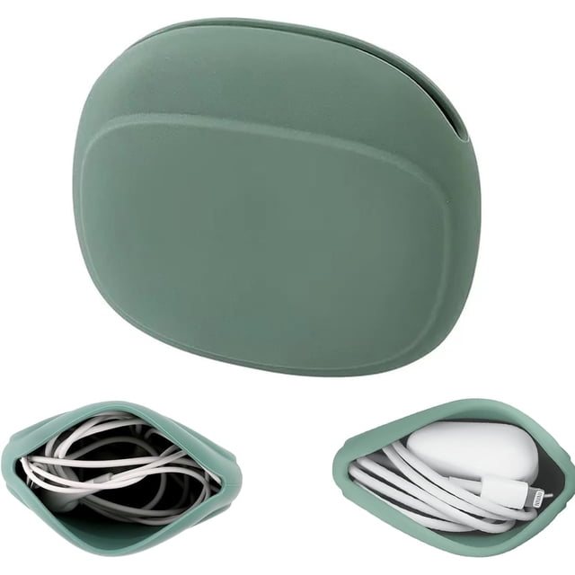 Bolsa de almacenamiento de silicona, organizador portátil de auriculares con cable de silicona, estuche de almacenamiento de cable de datos, organizador de cable de carga USB multifunción para el hoga
