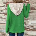 thumbnail image 4 of Clothing 2025 Sweatshirts for Women 2025 Sweatshirts Hoodies Knit Drawstring Hoodie Casual Button V Neck Tops Pullover Sweatshirt Womens Plus Size Sweatshirts Green M, 4 of 7