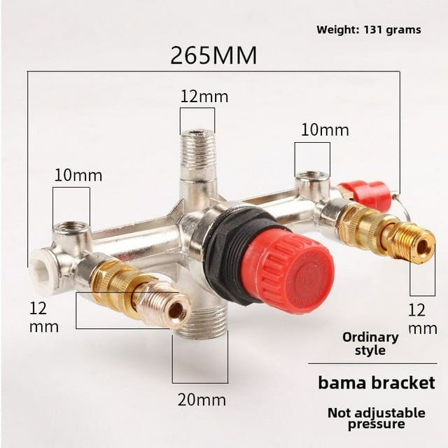 Accessoire de Compresseur d'Air Sans Huile Silencieux à Liaison Droite avec Valve de Sécurité et Valve de Sortie - Pression Non Réglable, Compatible avec les Supports Barma Communs (Support Barma Standard Simple)