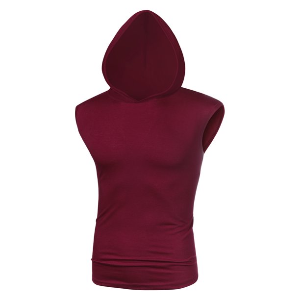 Camiseta sin mangas con capucha Lars Amadeus para hombre rojo L