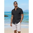 thumbnail image 6 of Youclos Short Sleeve Linen Shirts for Men Casual Button Down Hawaiian Shirt, 6 of 7