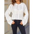 thumbnail image 2 of Womens Sweaters Knit Crew Neck Casual Long Sleeve Fall Tunic Sweater Tops White S, 2 of 8