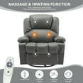 thumbnail image 4 of JONPONY Massage Rocker Recliner Chair with Vibration Massage and Heat Ergonomic Lounge Chair for Living Room with Rocking Function and Side Pocket, 2 Cup Holders, USB Charge Port,Grey, 4 of 10