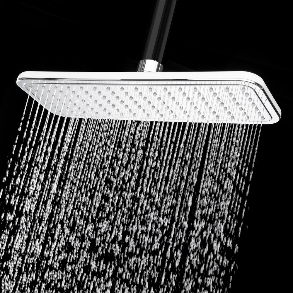 1Spray 14.6 in. Single Wall Mount Fixed Rain Shower Head in White