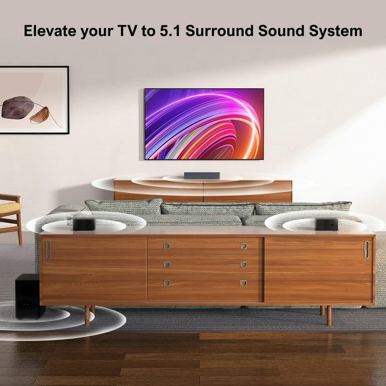 ULTIMEA 5.1 Surround Sound Bar, 3D Surround Sound System, 320W Sound bar for TV with Wireless Subwoofer and Rear Speakers, Surround and Bass Adjustable Home Theater TV Speakers