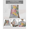 thumbnail image 6 of Watercolor Floral California King Pillow Case - Microfiber Bed Throw Pillow Covers, Spring Botanical Flowers Leaves Wood Grain Decorative Lumbar Pillow Cover with Envelope Closure for Sofa 20"x40", 6 of 6