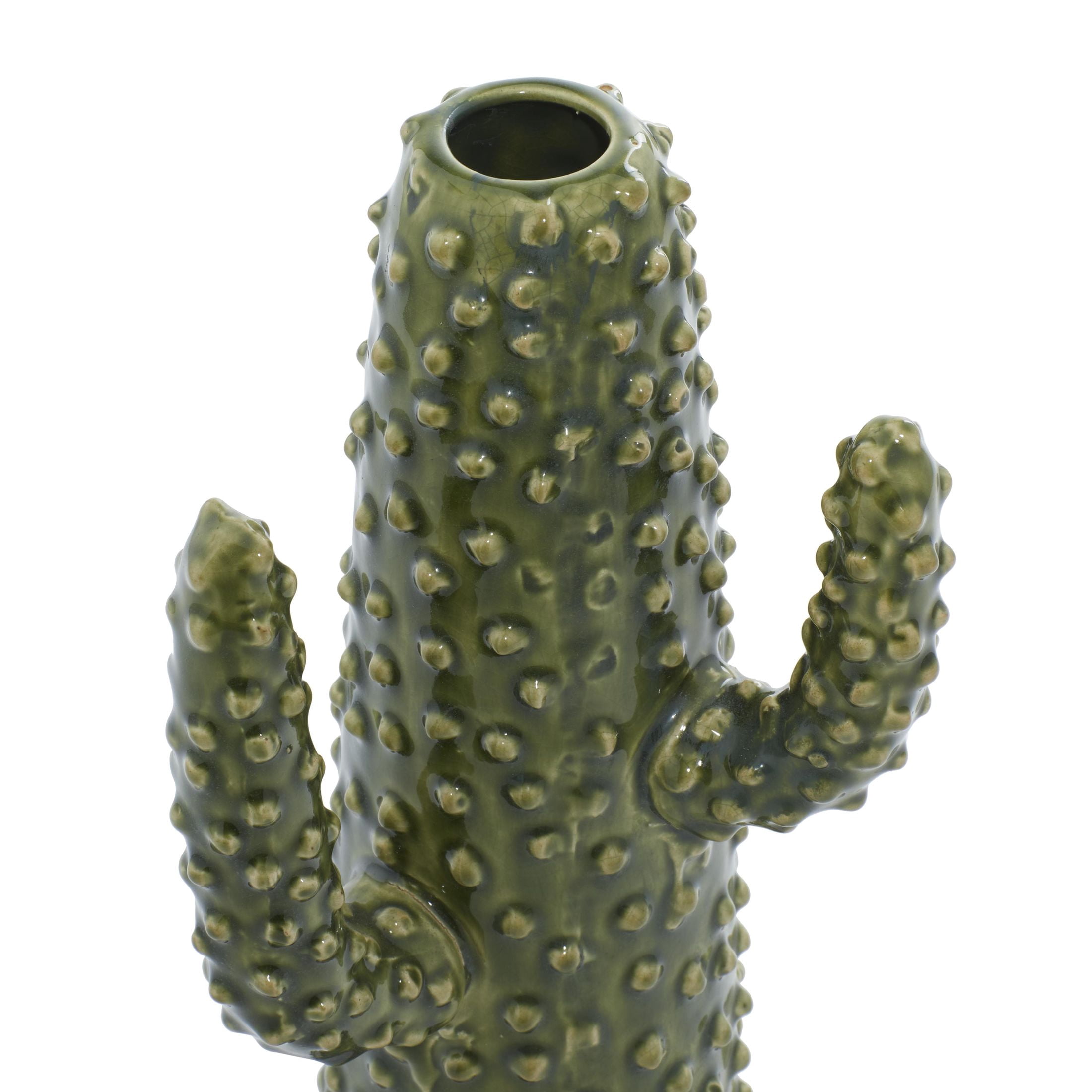 DecMode 13" Cactus Green Ceramic Vase