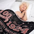 thumbnail image 2 of 100th Birthday Gifts for Women, Gifts for 100 Year Old Woman, Gifts for 100th Birthday, 100th Birthday Decoration, Happy 100th Birthday Gift Ideas, Back in 1924 Bday Throw Blanket 50" X 60", 2 of 5