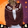thumbnail image 2 of HAYIMI Womens Halloween Pumpkin Button‑Front Knit Cardigan Long Sleeve Geometric Loose Cozy Fall Fall Sweater, 2 of 5