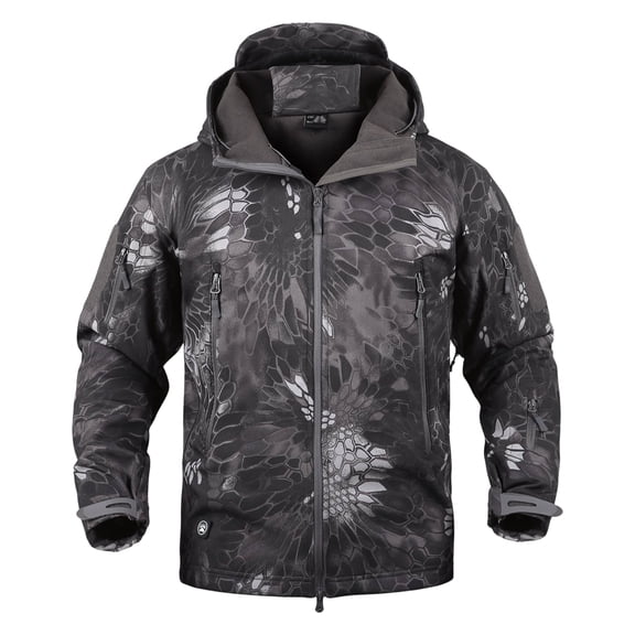 Hsovts Mens Camo Tactical Softshell Hooded Jacket Waterproof Windbreaker Fleece Lined Coat For Outdoor Work Fall Winter Men Jackets Multicolor M