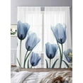 thumbnail image 4 of Blue Tulips Sheer Curtains for Living Room Bedroom, Flowers Minimalist Modern Art Light Filtering Sheer Curtain Rod Pocket Voile Window Treaments Drapes, 52 x 84 Inches, 4 of 9