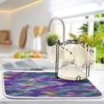 thumbnail image 5 of Yayeee Dish Drying Mat for Kitchen Counter 16"x18" Microfiber Absorbent Pad, Purple Waves Pattern, 5 of 7