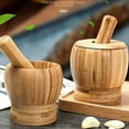 thumbnail image 5 of Garlic Mortar and Pestle Premium Bamboo 1 Set Effortless Spice Grinder for Garlic Herbs Chili Rust-resistant Kitchen Tool, 5 of 6