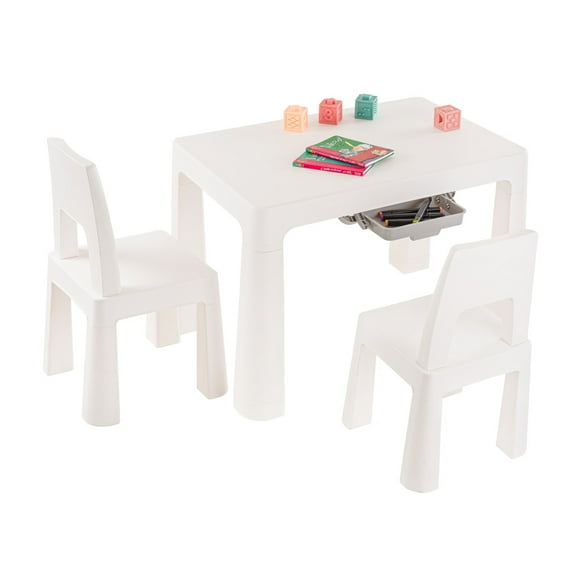 Mesa Perrier - Dos Sillas Perrier para niños (Blanco)