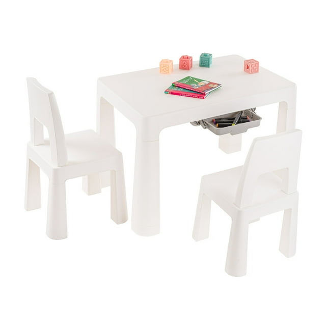 Mesa Perrier - Dos Sillas Perrier para niños (Blanco)