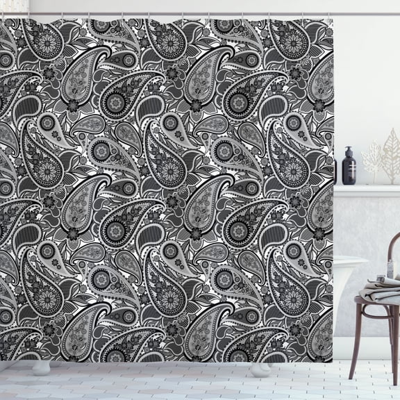 Ambesonne Mandala Shower Curtain, Persian Traditional Paisley, 69"Wx70"L, Taupe Grey