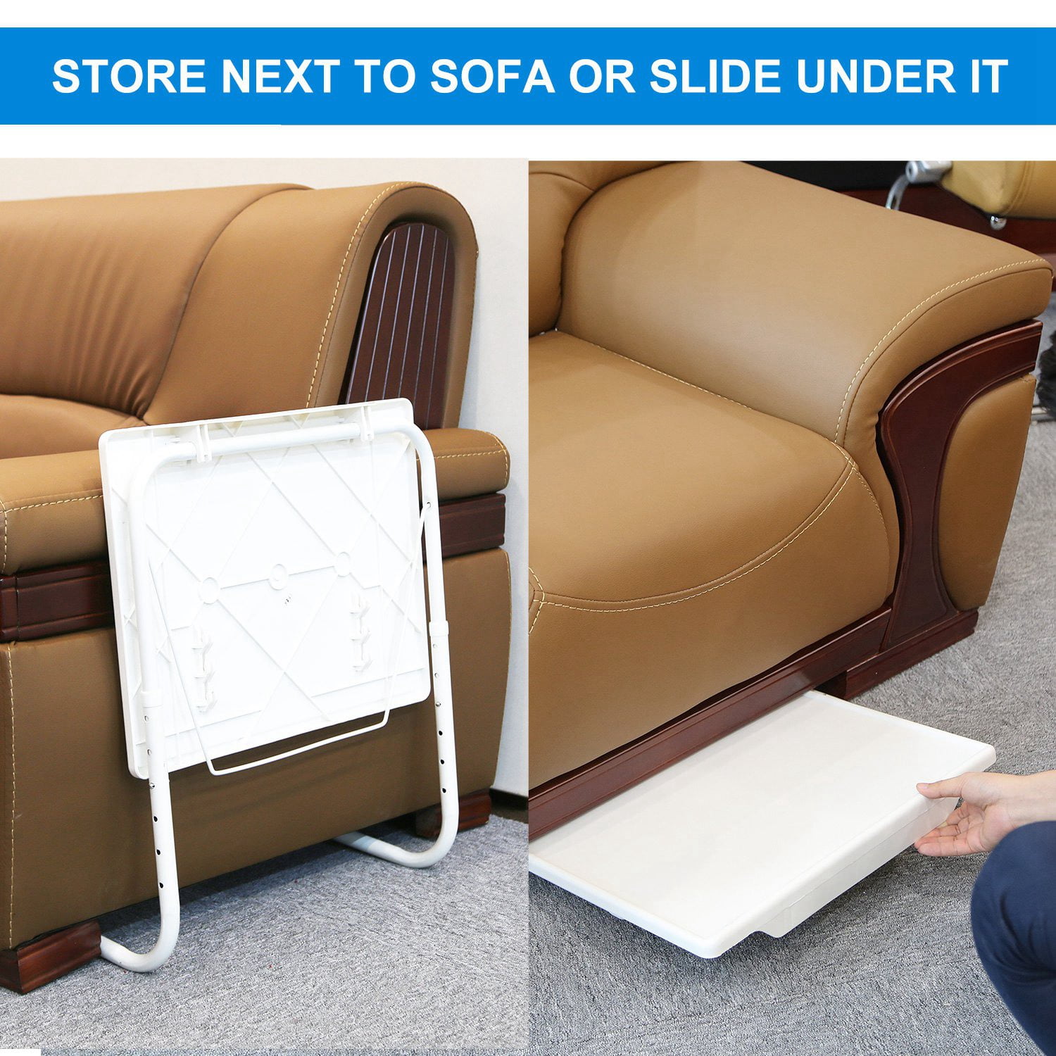 Moclever Foldable from 20.47-28.35 inches Adjustable to 6 Heights Comfortable TV Tray Table Laptop